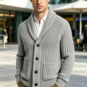 New Mens Striped Knitted Cardigan Jacket