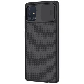 Samsung A71-ի պատյան՝ տեսախցիկի սահող պաշտպանիչ ծածկով, սև հայելի