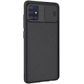 Samsung A71-ի պատյան՝ տեսախցիկի սահող պաշտպանիչ ծածկով, սև հայելի