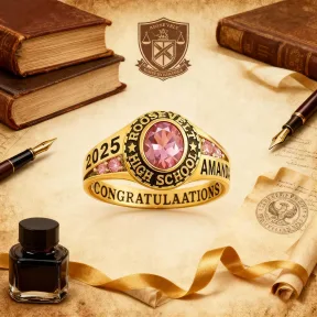 December Birthstone Laser Engraving Class Ring