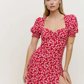 Women's Floral Print Slit Long Dress