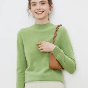 Half-high-neck Solid-color Loose-fit Pullover Knit Sweater