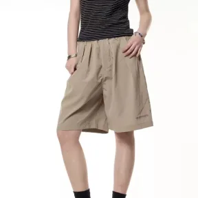 Retro Solid Color Shorts Men's And Women's Elastic Waist Loose All-matching