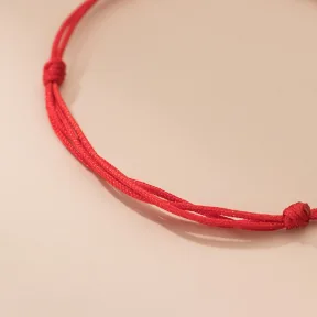 S925 Silver Simple Interval 8 Pieces Light Bead Red Rope Hand-woven