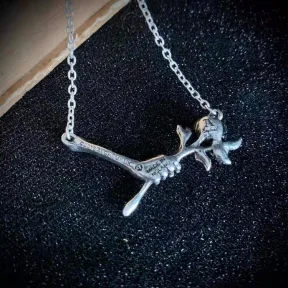 Love Never Dies  Skeleton Rose Necklace