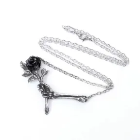 Love Never Dies  Skeleton Rose Necklace
