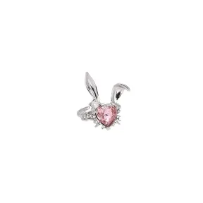 Creative Heart-shaped Little Bunny Open Ring