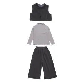 Աղջիկների երեքմասանոց հավաքածու՝ շապիկով, ժիլետով և տաբատով