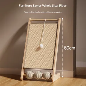 Upright Solid Wood Sisal Cat Scratching Postno Flaking