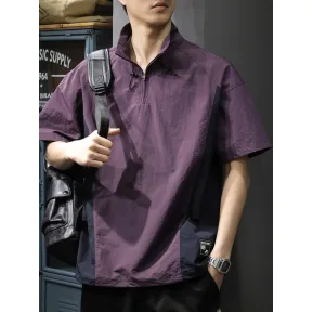 Տղամարդու կիսաճարմանդով կարճաթև շապիկ՝ կանգուն օձիքով