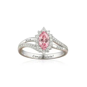 Customized Birthday Stone Laser Engraving Ring