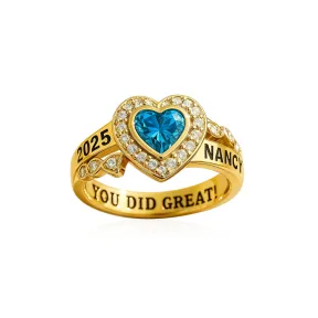Engraved Diamond Studded European And American School Class Ring