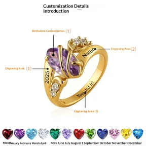 Birthstone Graduation Commemorative Accessories Women's College Ring