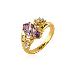 Birthstone Graduation Commemorative Accessories Women's College Ring