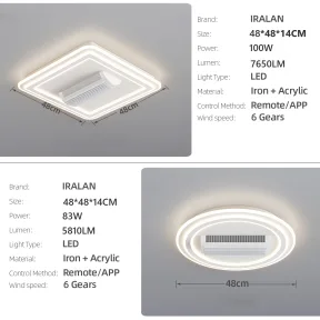 Leafless Fan Light With App-controlled Remote And Stepless Dimming