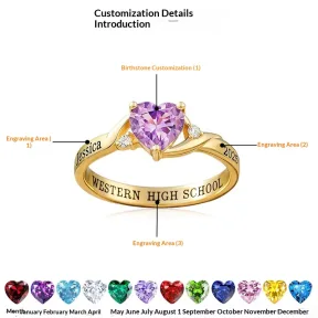 Fashion Love Birthday Stone Women's Graduation Commemorative Ring